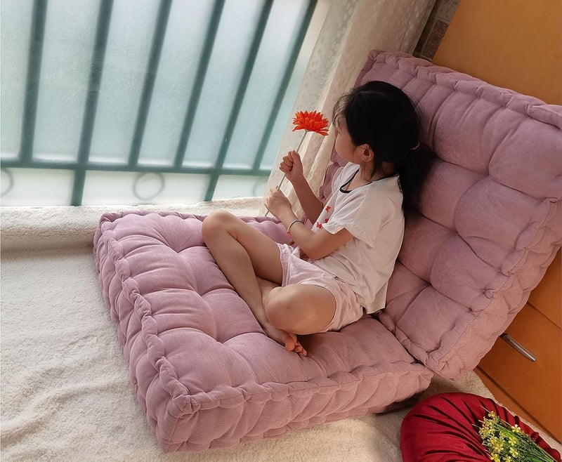 Verpert Floor Pillow 25x25 Inch Square Meditation Cushion Floor Seating for Adults Oversized Tufted seat Cushion Reading Nook for Kids, Yoga Meditation Pillow for Sitting on Floor (Purple) - Image 3